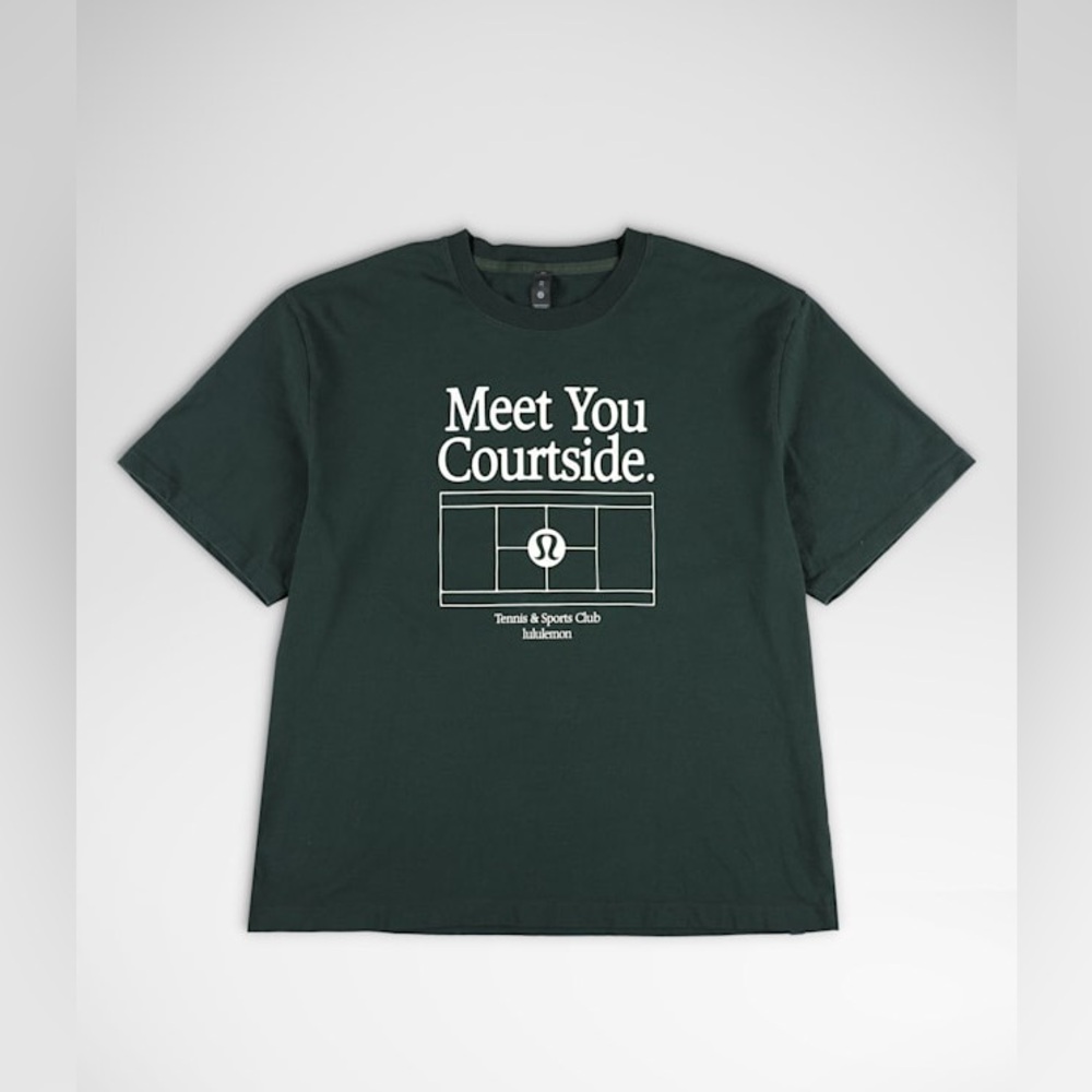 Lululemon 'Meet You Courtside' Graphic Tee - Dark Green heavyweight top LG